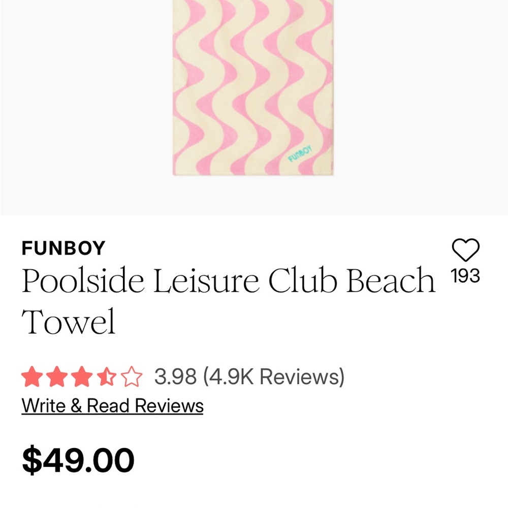Funboy Pink and Cream Beach Towel